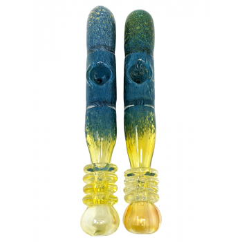 7" Silver Fumed Multi Rim Ombre Frit Double Pinch Steamroller Hand Pipe - (Pack of 2) [STJ84]